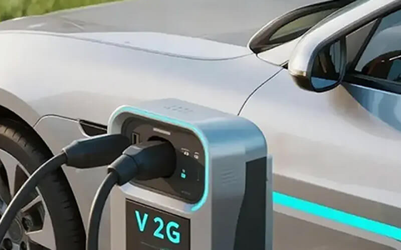 Vehículo eléctrico conectado a cargador bidireccional V2G